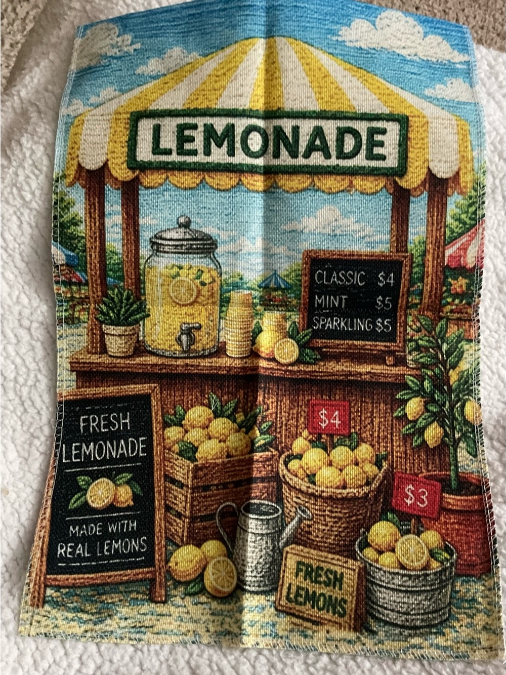 Lemonade Market Decorative Garden Flag - Yellow, Green, Blue